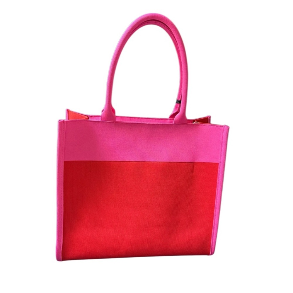 Kate Spade x Target Colorblock Pink Red Large Knit Tote Bag - Picture 9 of 10